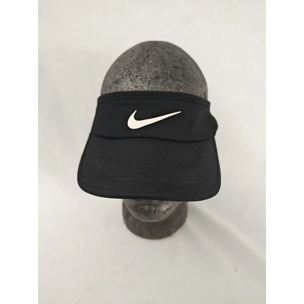 Nike Golf Hat Cap‎ Visor Strapback Black DriFit White Logo Adjustable Mens